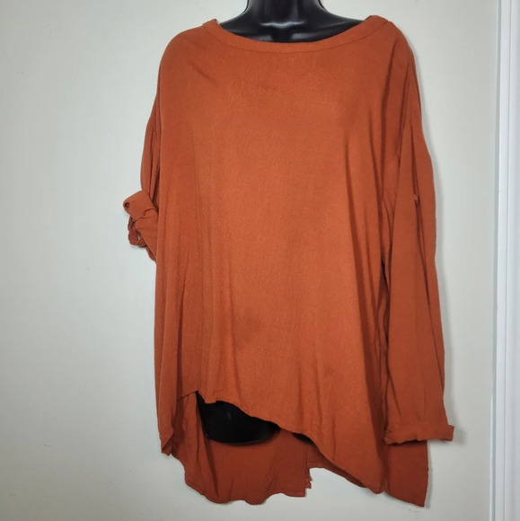 Umgee Lace Back Burnt Orange Tunic Top sz M C0016 - Picture 1 of 12